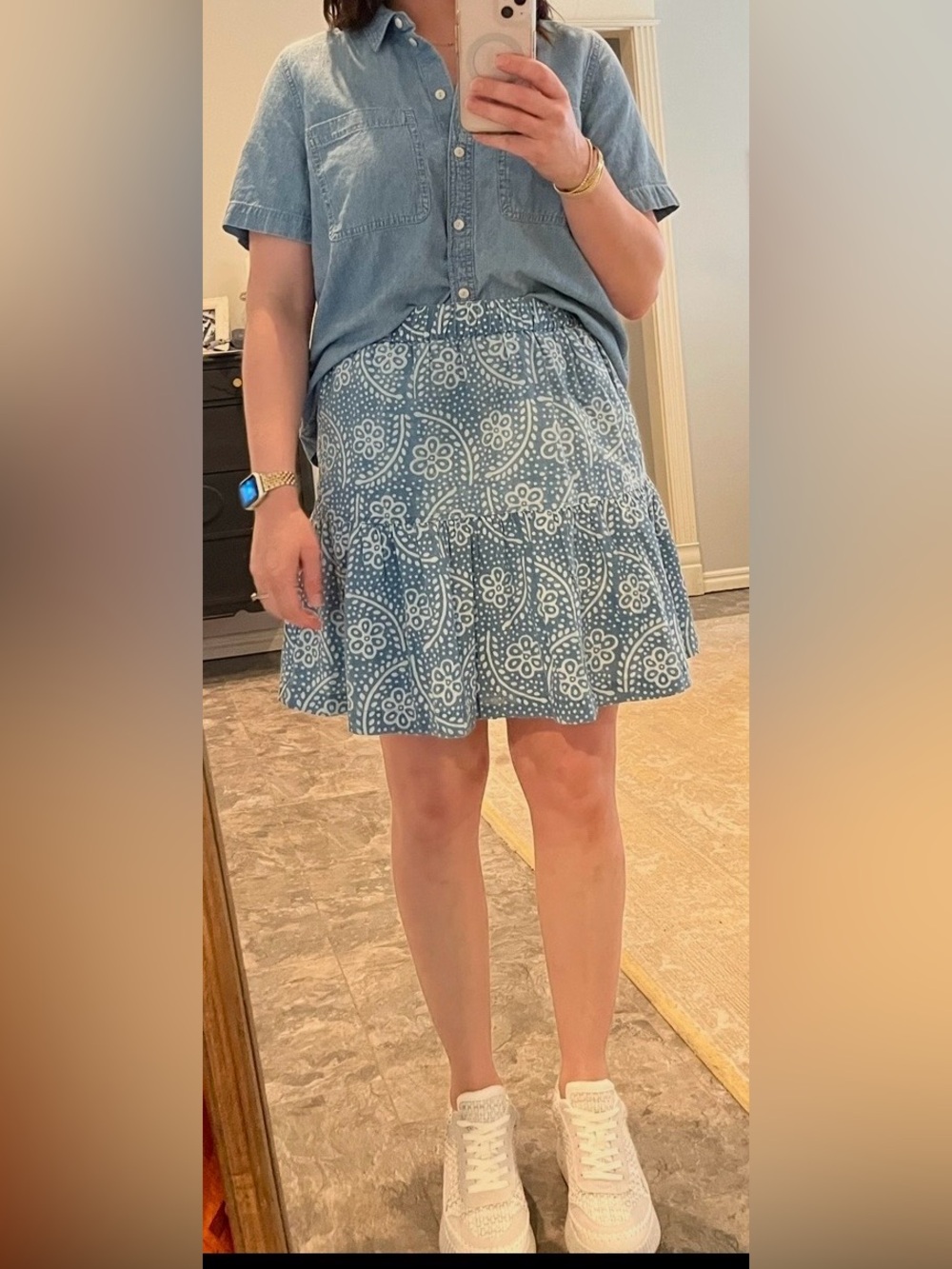 Madewell Blue and White Floral Mini Skirt